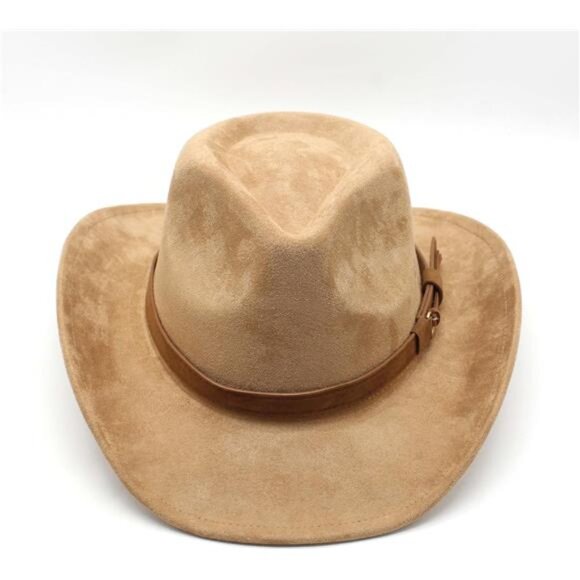 Suede Cowboy Cowgirl Hat Classic Khaki - Picture 3 of 6